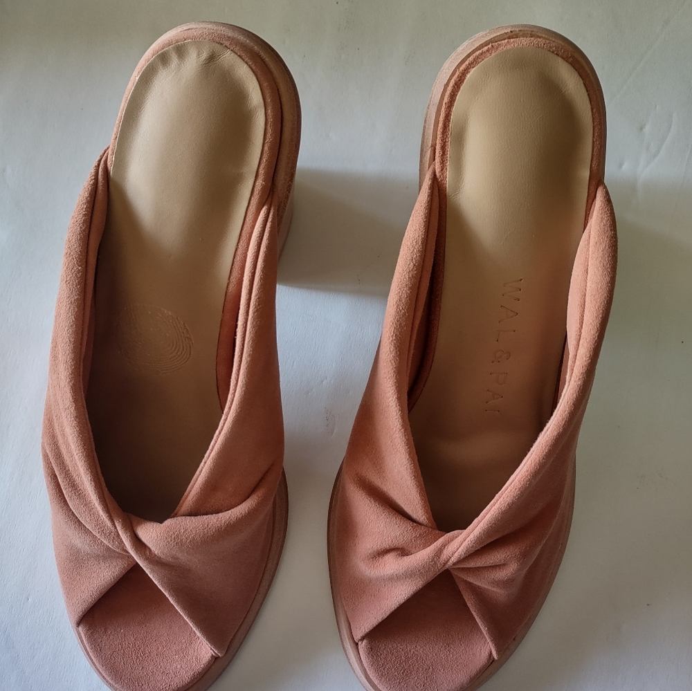 WAL&PAI suede slides, block heel made in Brazil, genuine leather